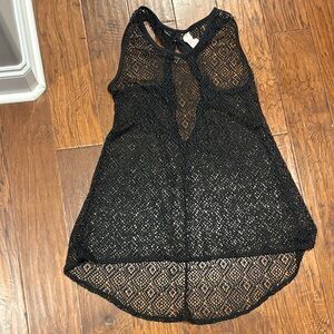 Bath suit cover dress Black Mesh Sleeveless size large
